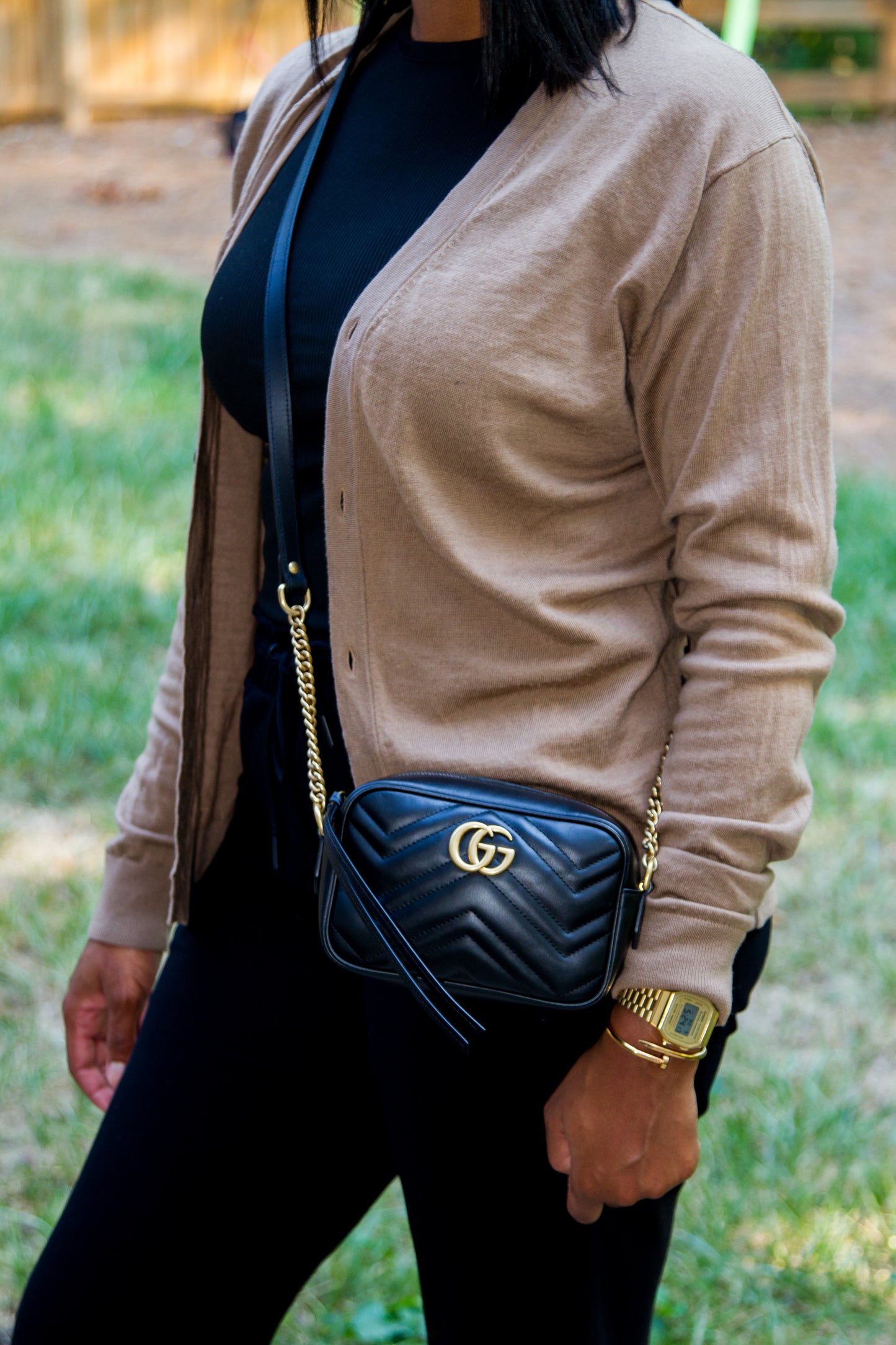 GUCCI MARMONT MATELASSE MINI LEATHER SHOULDER BAG