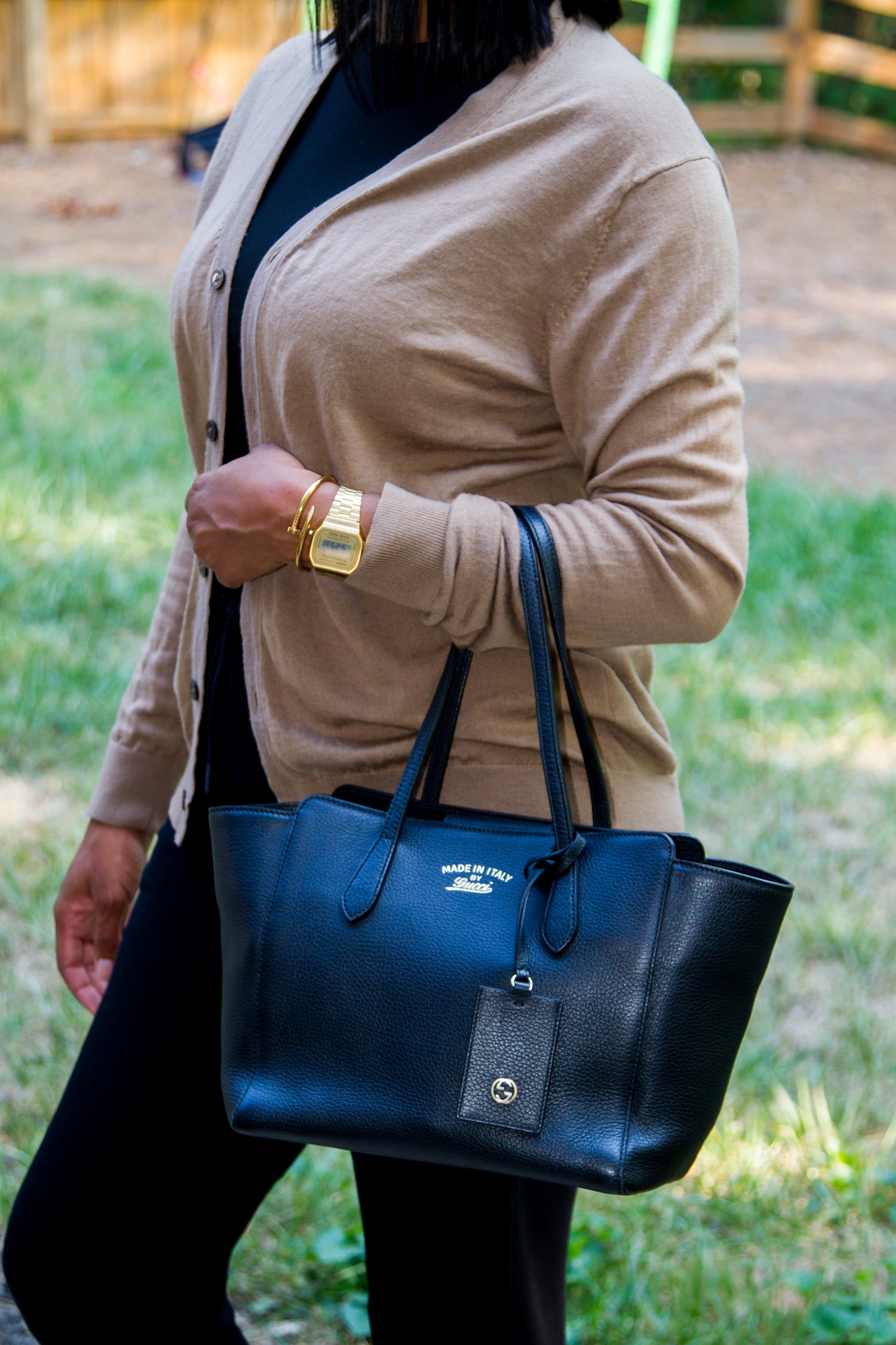 GUCCI SWING LEATHER MEDIUM TOP HANDLE BAG